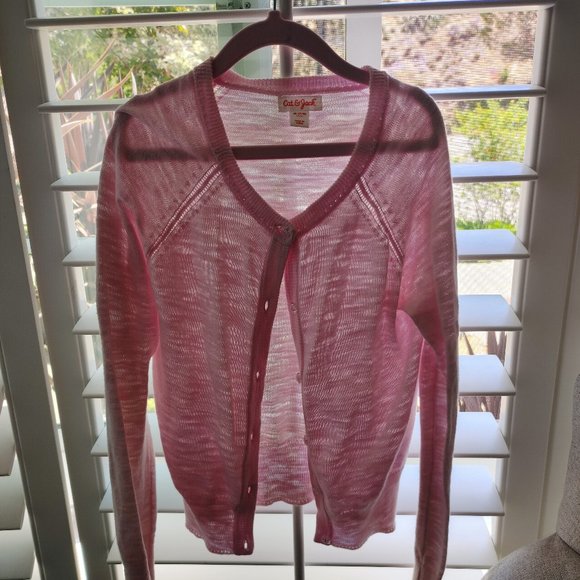 GIRL'S PINK ADORABLE SWEATER with BEAUTIFUL BUTTON - Picture 1 of 5